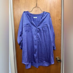 Calvin Klein Women's Blue/purple satin  Patterned Blouse
